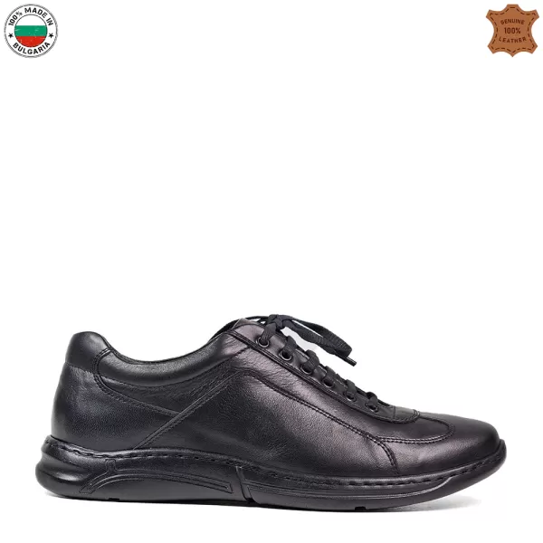 Български черни мъжки обувки от естествена кожа 13246-1