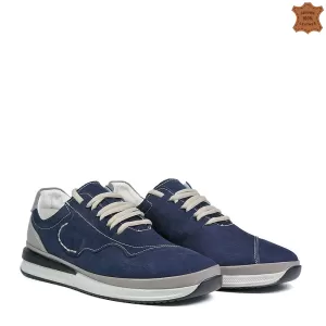 Мъжки обувки от естествен набук в тъмно син цвят 13250-1