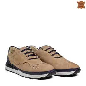 Мъжки обувки от естествен набук в бежов цвят 13250-2
