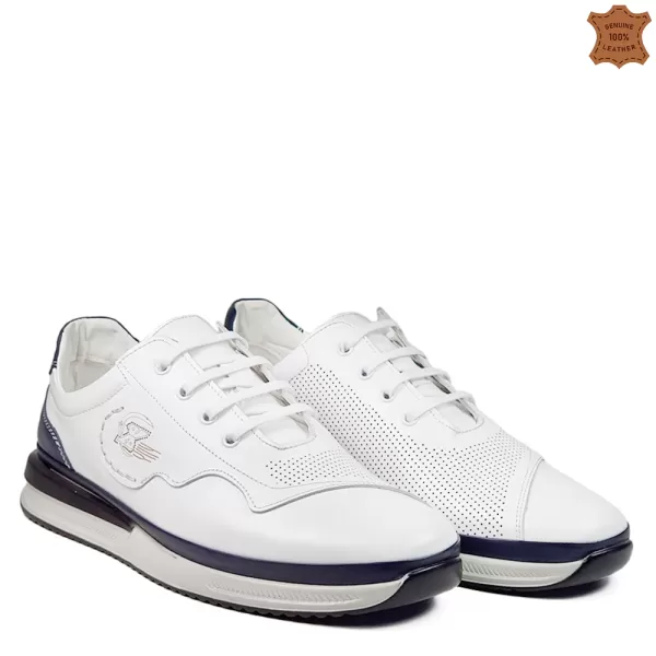 Мъжки ежедневни обувки от естествена кожа в бял цвят 13250-3