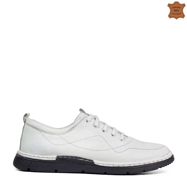 Всекидневни бели мъжки обувки от естествена кожа 13252-2