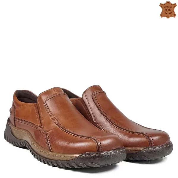 Мъжки ежедневни обувки без връзки в кафяв цвят 13262-2