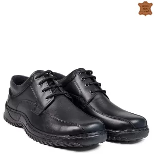 Черни кожени мъжки ежедневни обувки 13263-1...